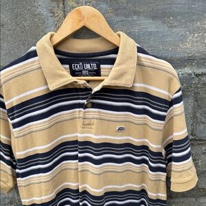 Vintage y2k Ecko Unltd polo shirt Large Striped Skate Surf 2000s Rhino